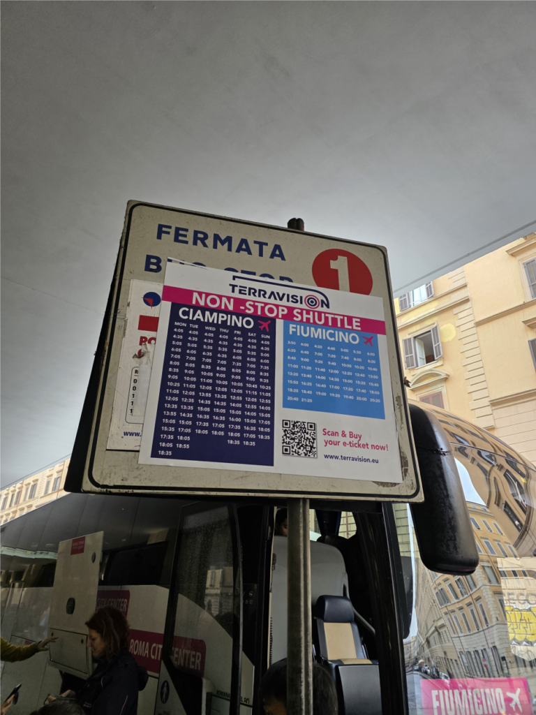 테르미니역 공항행 버스 시간표