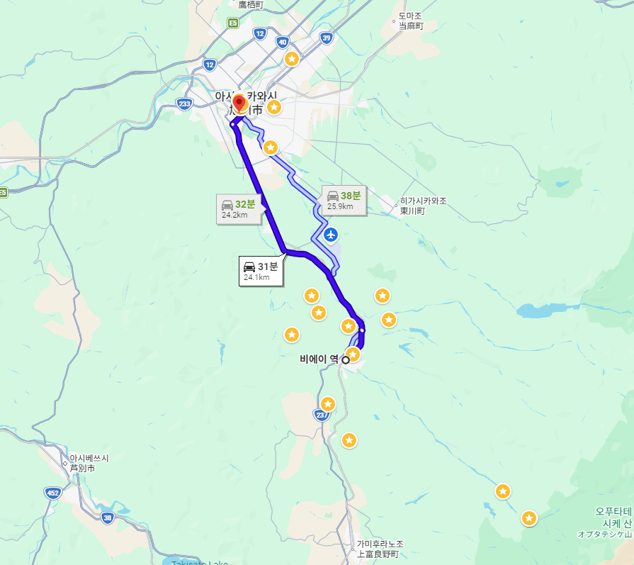 아사히카와에서 비에이 네비